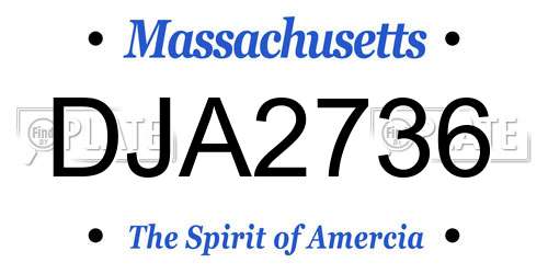 DJA2736 Massachusetts License Plate