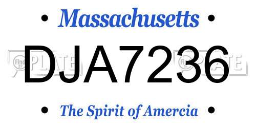 DJA7236 Massachusetts License Plate