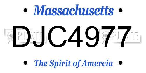DJC4977 Massachusetts License Plate