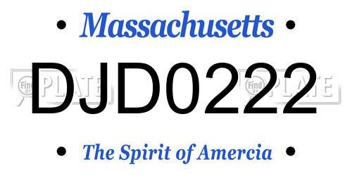 DJD0222 Massachusetts License Plate