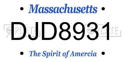 DJD8931 Massachusetts License Plate