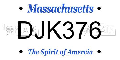DJK376 Massachusetts License Plate