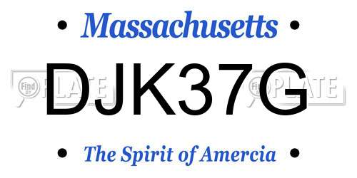 DJK37G Massachusetts License Plate