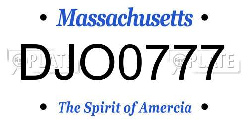 DJO0777 Massachusetts License Plate