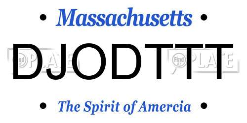 DJODTTT Massachusetts License Plate