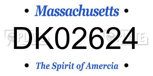 DK02624 Massachusetts License Plate