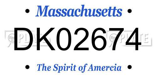 DK02674 Massachusetts License Plate