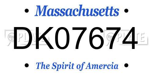 DK07674 Massachusetts License Plate