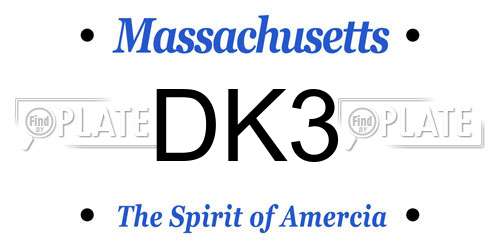 DK3 Massachusetts License Plate
