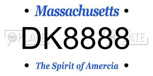 DK8888 Massachusetts License Plate