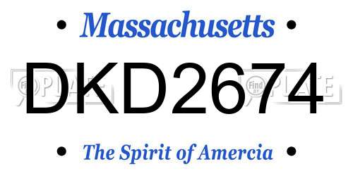 DKD2674 Massachusetts License Plate