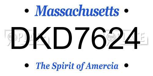 DKD7624 Massachusetts License Plate