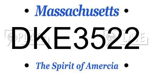 DKE3522 Massachusetts License Plate