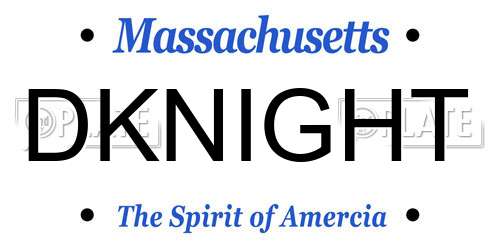 DKNIGHT Massachusetts License Plate