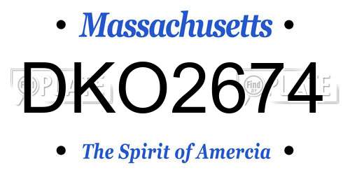 DKO2674 Massachusetts License Plate