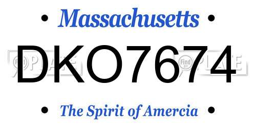 DKO7674 Massachusetts License Plate