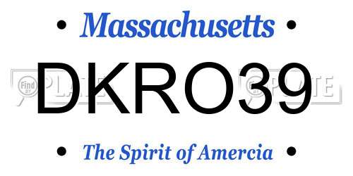 DKRO39 Massachusetts License Plate