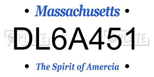 DL6A451 Massachusetts License Plate