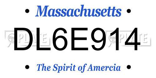 DL6E914 Massachusetts License Plate