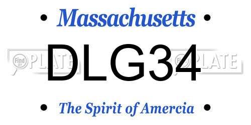 DLG34 Massachusetts License Plate
