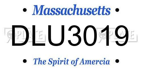 DLU3019 Massachusetts License Plate
