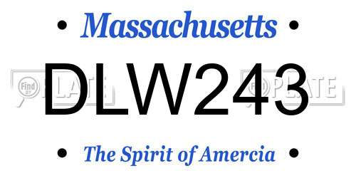 DLW243 Massachusetts License Plate