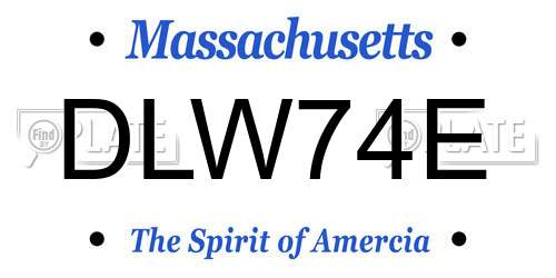 DLW74E Massachusetts License Plate