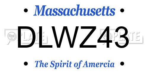 DLWZ43 Massachusetts License Plate