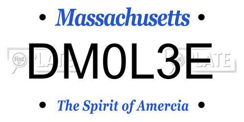 DM0L3E Massachusetts License Plate