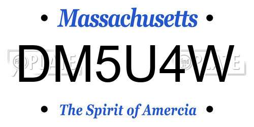 DM5U4W Massachusetts License Plate