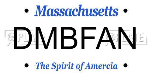 DMBFAN Massachusetts License Plate