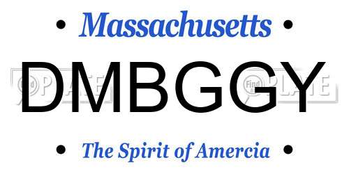 DMBGGY Massachusetts License Plate