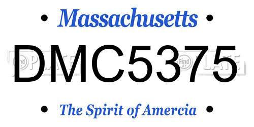 DMC5375 Massachusetts License Plate