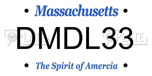 DMDL33 Massachusetts License Plate