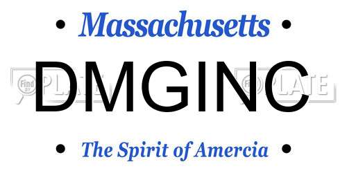 DMGINC Massachusetts License Plate