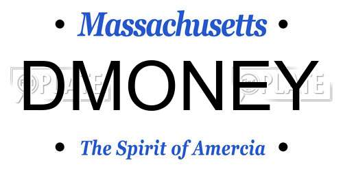 DMONEY Massachusetts License Plate