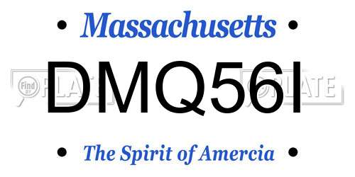 DMQ56I Massachusetts License Plate