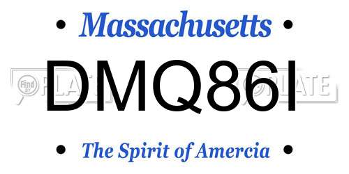 DMQ86I Massachusetts License Plate