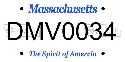 DMV0034 Massachusetts License Plate