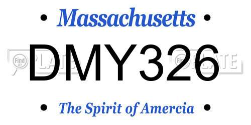 DMY326 Massachusetts License Plate