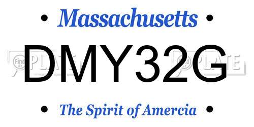 DMY32G Massachusetts License Plate
