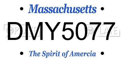 DMY5077 Massachusetts License Plate