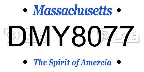 DMY8077 Massachusetts License Plate