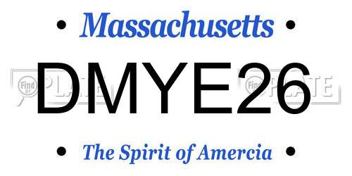 DMYE26 Massachusetts License Plate