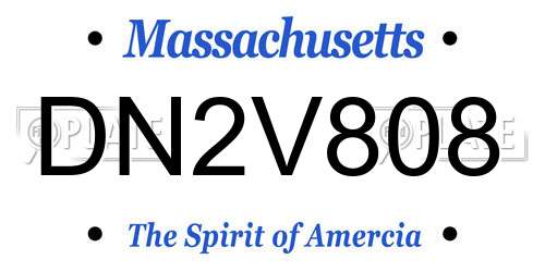DN2V808 Massachusetts License Plate