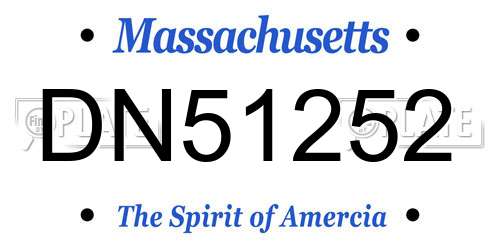 DN51252 Massachusetts License Plate