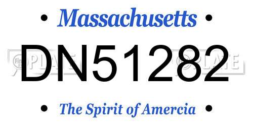 DN51282 Massachusetts License Plate