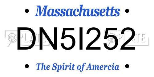 DN5I252 Massachusetts License Plate