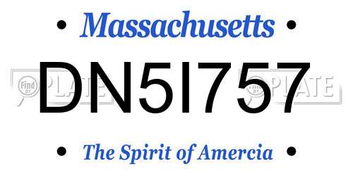 DN5I757 Massachusetts License Plate
