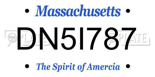 DN5I787 Massachusetts License Plate